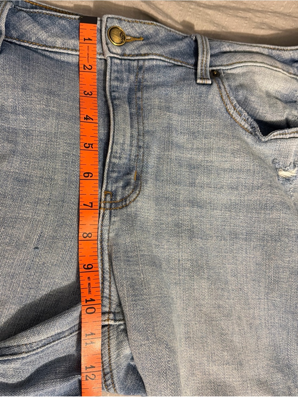 Cosmic Blue Love- High-rise Slim Stretch Jeans, Size 32 - Picture 11 of 13